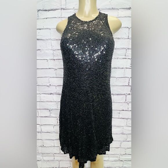 CARMEN MARC VALVO embellished sequins  Silk Mini Dress size 2 - Picture 1 of 5